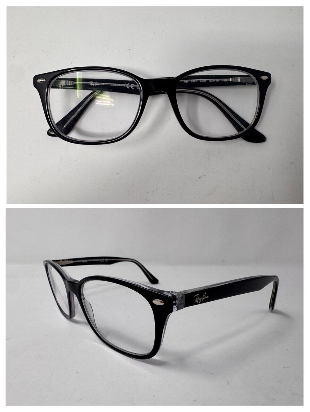 Ray-Ban RB5375 2034 Black Clear Eyeglass Frames 53-18-145 A